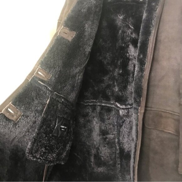 GilbertCohen Montreal Vintage Shearling Sheepskin Leather Coat Warm Fur Pocket L - Picture 9 of 15